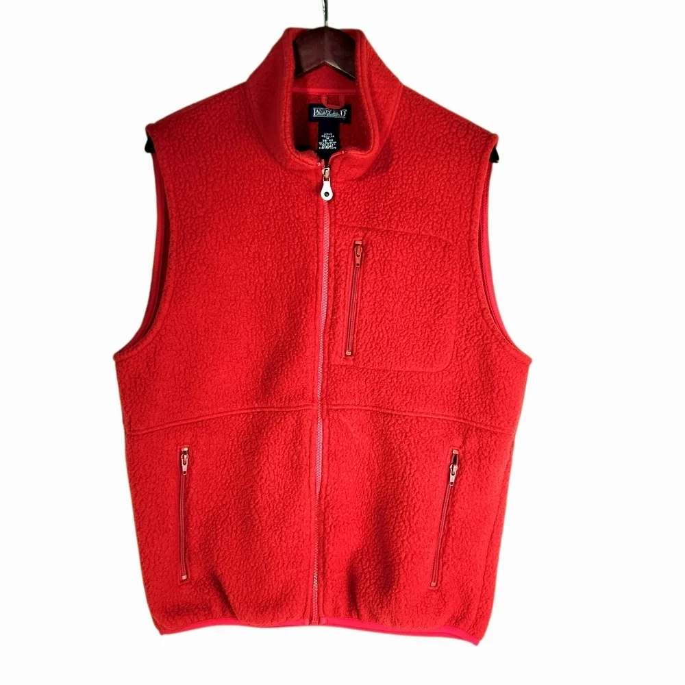 Land's End Men's Vintage Sherpa Fleece Polartec Vest Red Medium 90s Classic